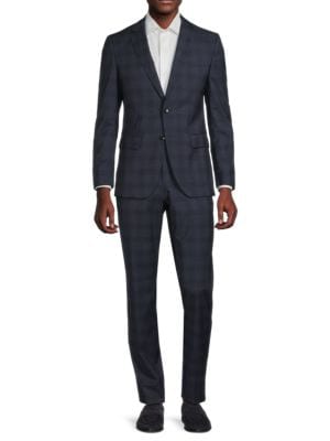 BOSS
 H-Huge Slim Fit Plaid Virgin Wool Suit