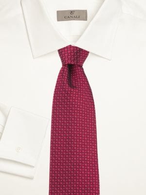 Canali
 Dotted Print Silk Tie