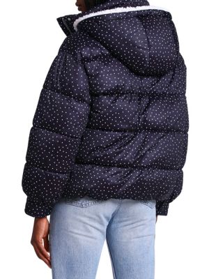 Avec Les Filles
 Relaxed Polka Dot Faux Fur Lined Hood Puffer Jacket