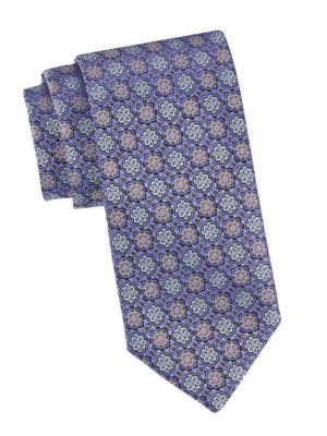 Canali
 Dotted Print Silk Tie