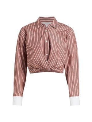 Tanya Taylor
 Ralphie Striped Poplin Cropped Shirt