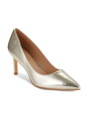 Stuart Weitzman 75MM Leigh Metallic Leather Stiletto Pumps