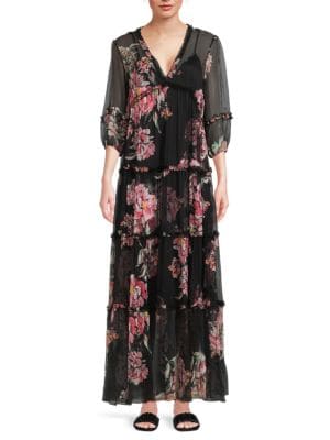 Johnny Was Lizzy Ruffle Maxi Dress