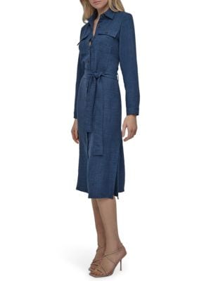 DKNY Belted Denim Shirtdress