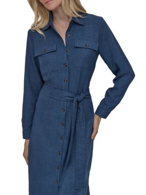 DKNY Belted Denim Shirtdress