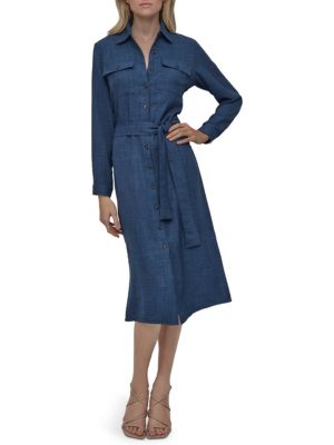 DKNY Belted Denim Shirtdress