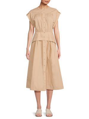 Area Stars Cuff Cotton Poplin Midi-Dress