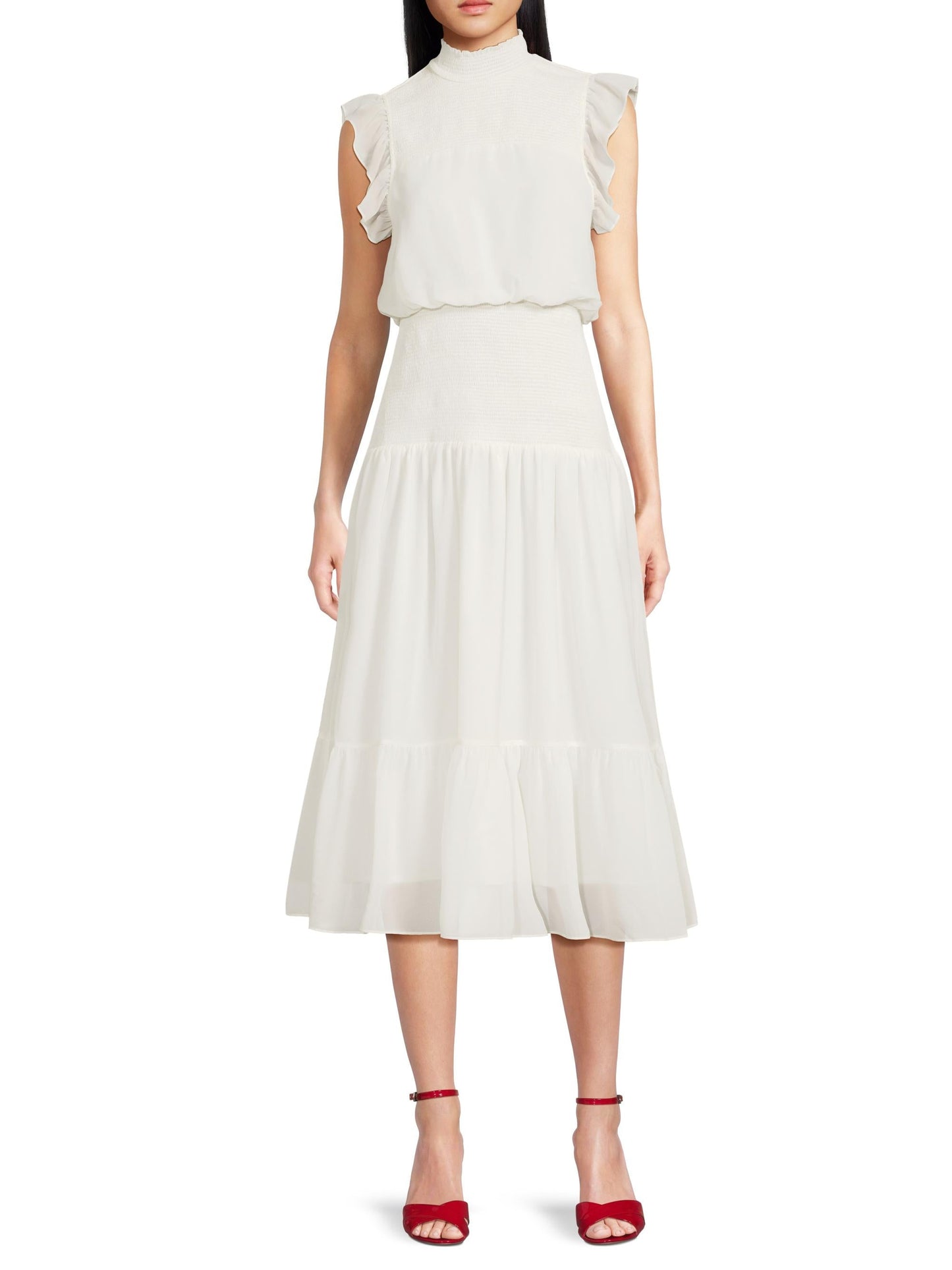 Area Stars Ruched Sleeve Midi-Dress