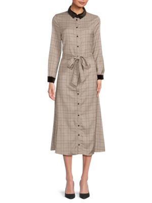 AK collection by yal Checked Midi-Shirtdress