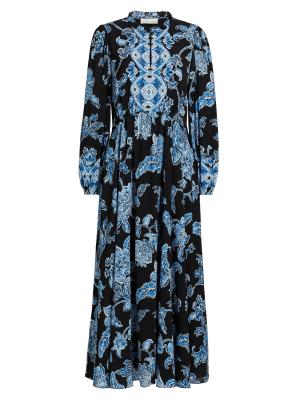 Elie Tahari Floral Pleated Maxi Dress