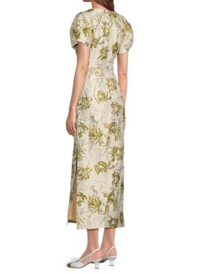 JS Collections Penny Floral Jacquard Puff-Sleeve Maxi Dress