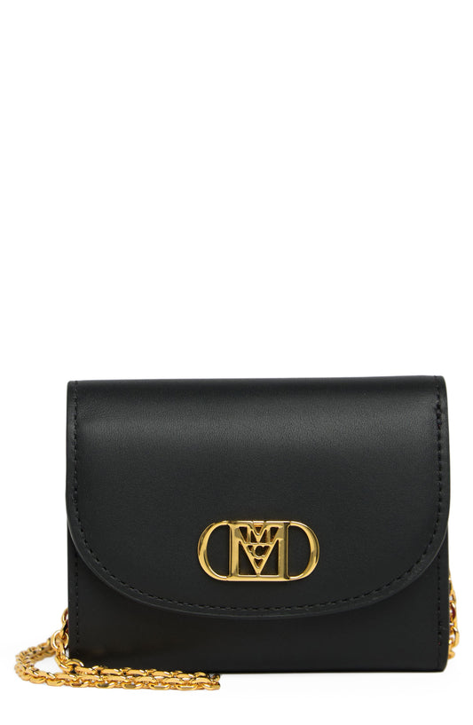 MCM Mode Travia Leather Chain Wallet, Main, color, BLACK