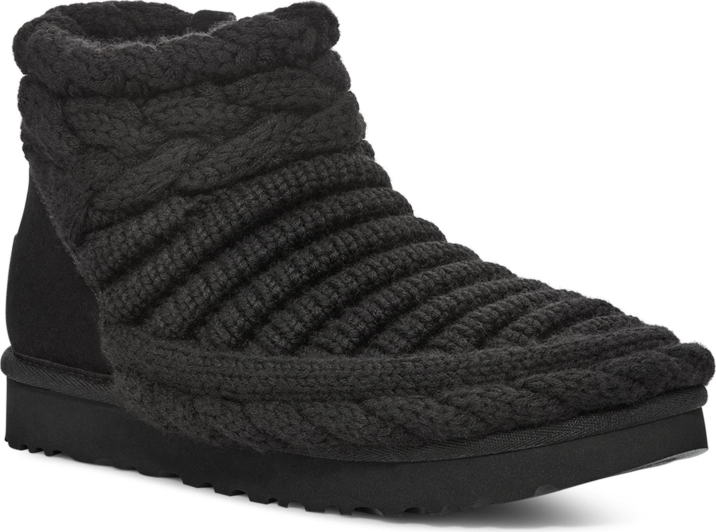 UGG<sup>®</sup> Classic Mini UGGplush<sup>™</sup> Chunky Knit Bootie, Main, color, BLACK