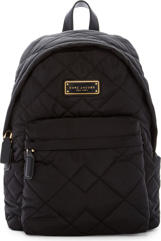 Marc Jacobs Quilted Nylon School Backpack, Main, color, BLACK