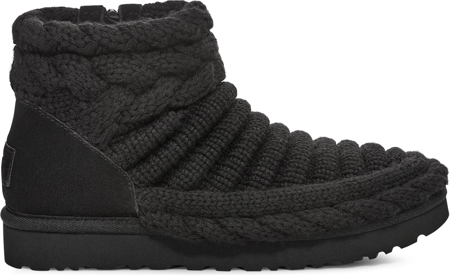 UGG<sup>®</sup> Classic Mini UGGplush<sup>™</sup> Chunky Knit Bootie, Alternate, color, BLACK