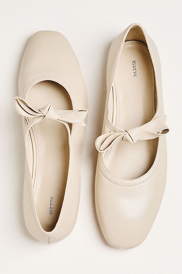 Anthropologie Maeve Knotted Bow Mary Jane Flats
