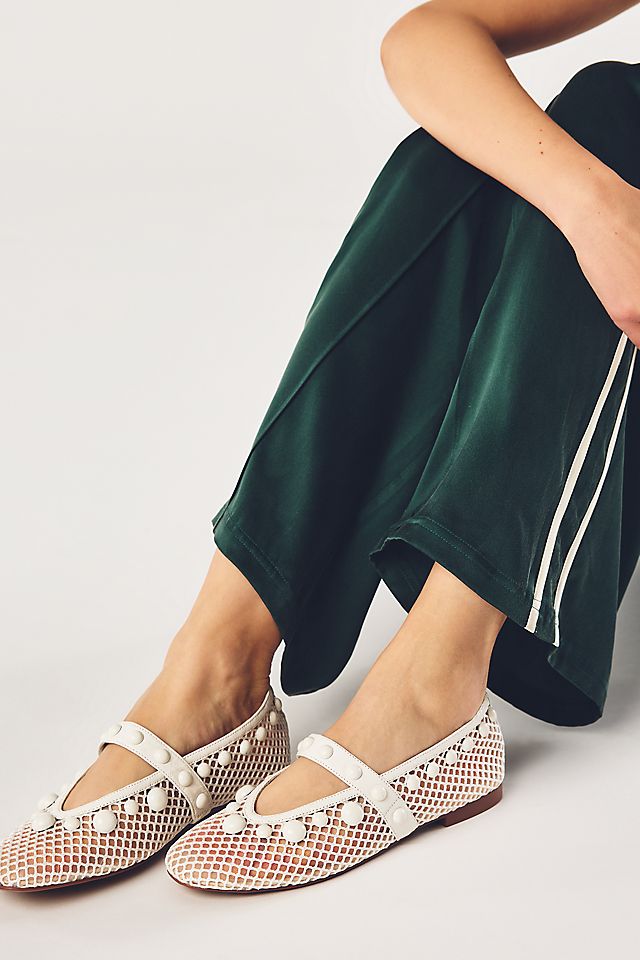 Anthropologie Bibi Lou Netted Stud Mary Jane Flats