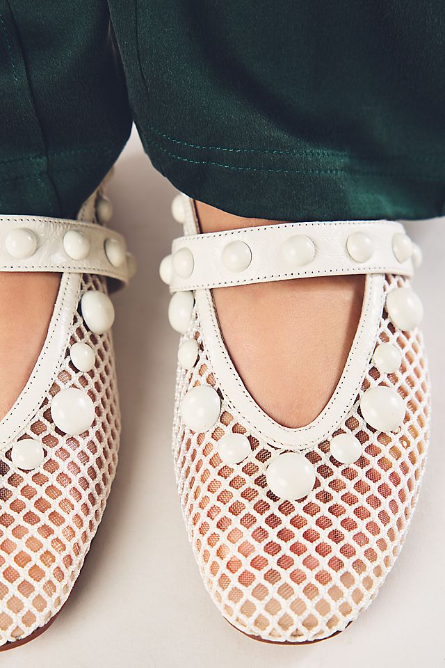 Anthropologie Bibi Lou Netted Stud Mary Jane Flats