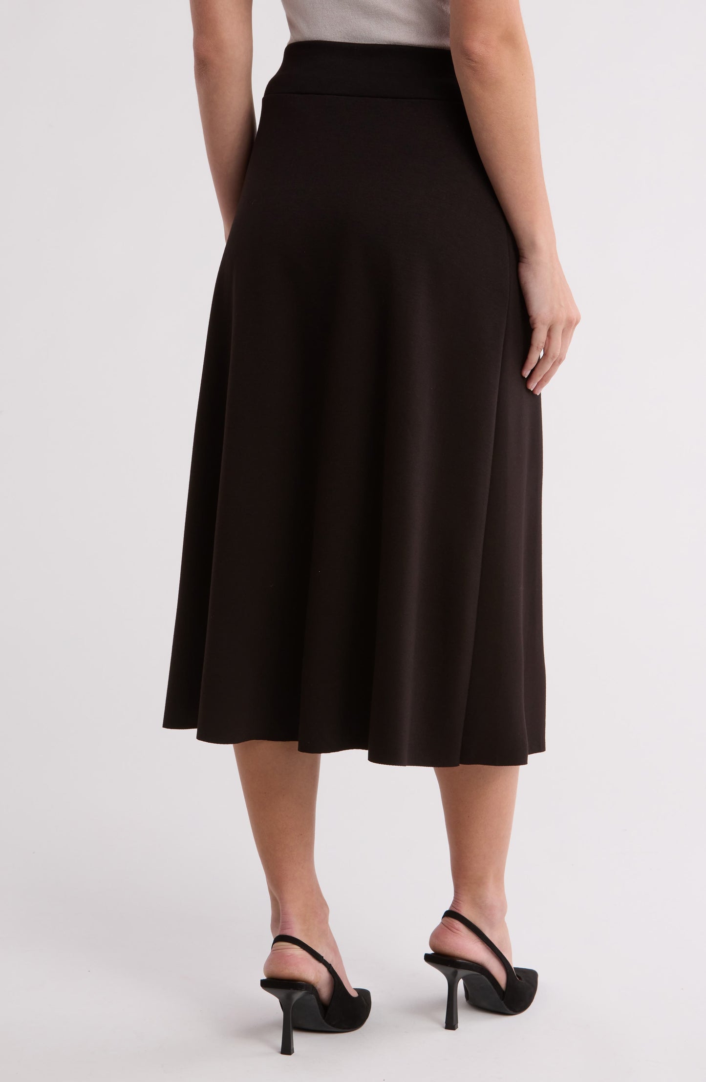 T Tahari A-Line Knit Midi Skirt, Alternate, color, Black