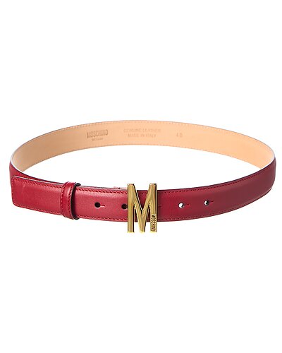 Moschino M Logo Leather Belt