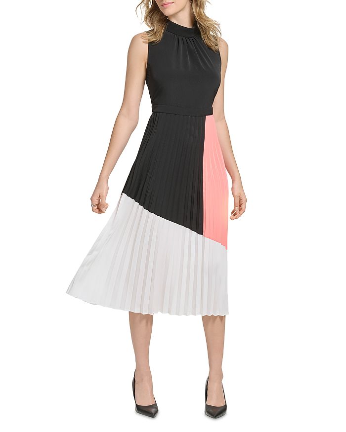 KARL LAGERFELD PARIS - Pleated Color Blocked Dress