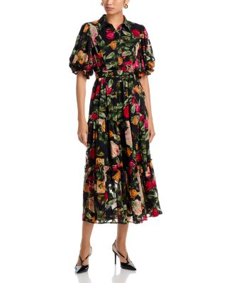 Gracia Puff Sleeve Tie Belt Maxi Dress