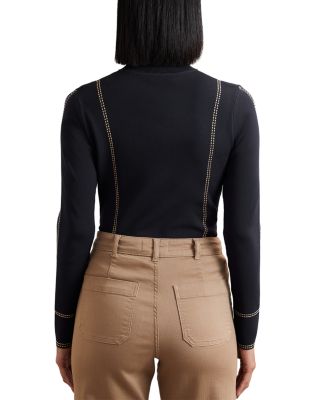 REISS Eva Contrast Stitch Knit Top