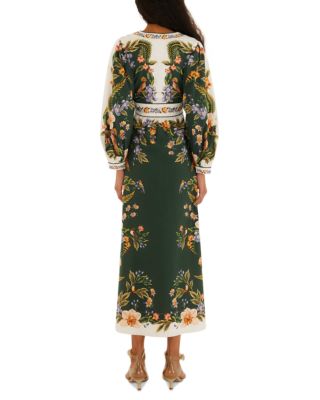 FARM Rio Nature Green Linen Maxi Dress