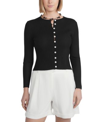 Point Ribbed Knit Cardigan Sweater