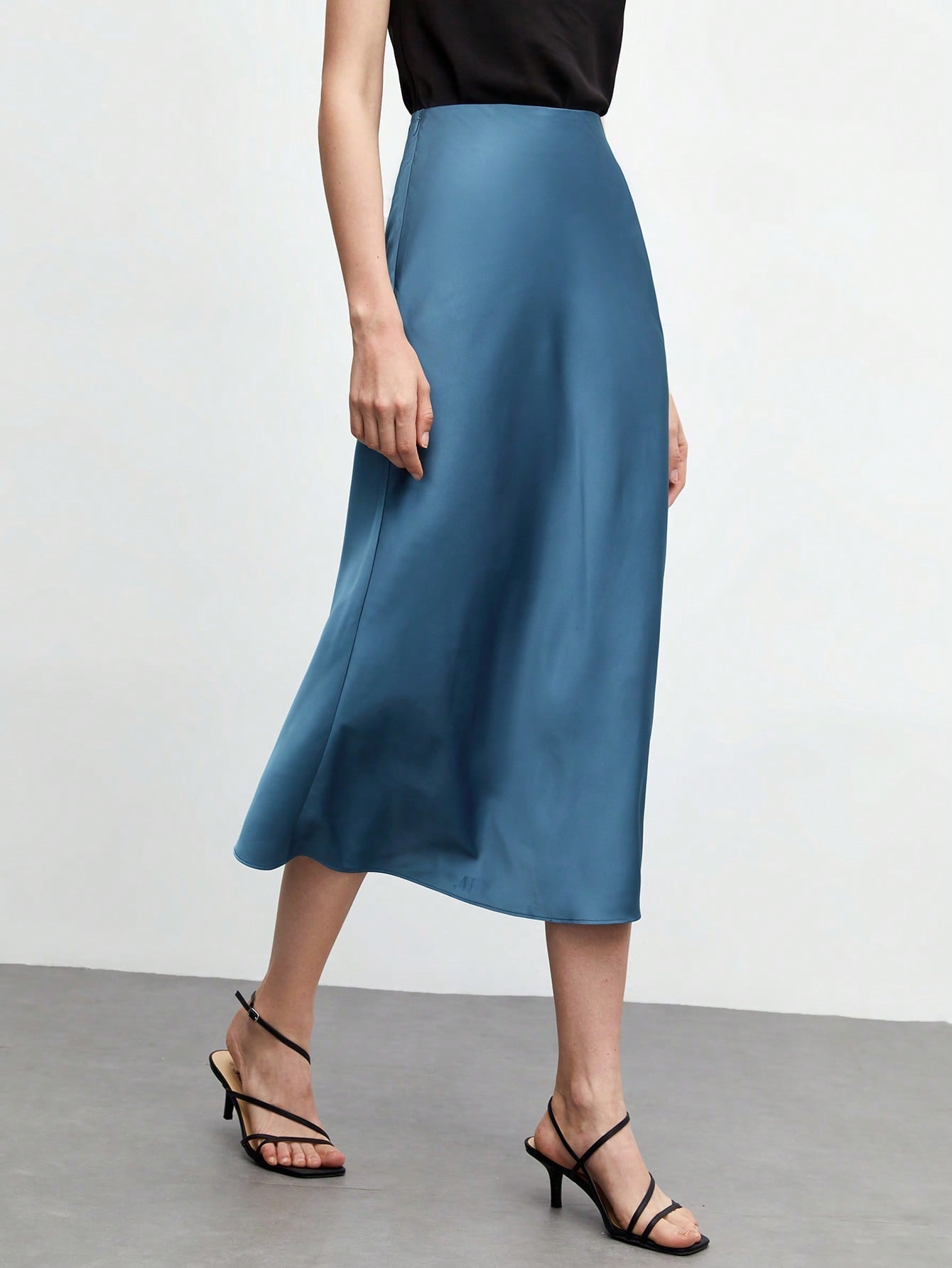 SHEIN BIZwear Solid A-line Satin Skirt Workwear