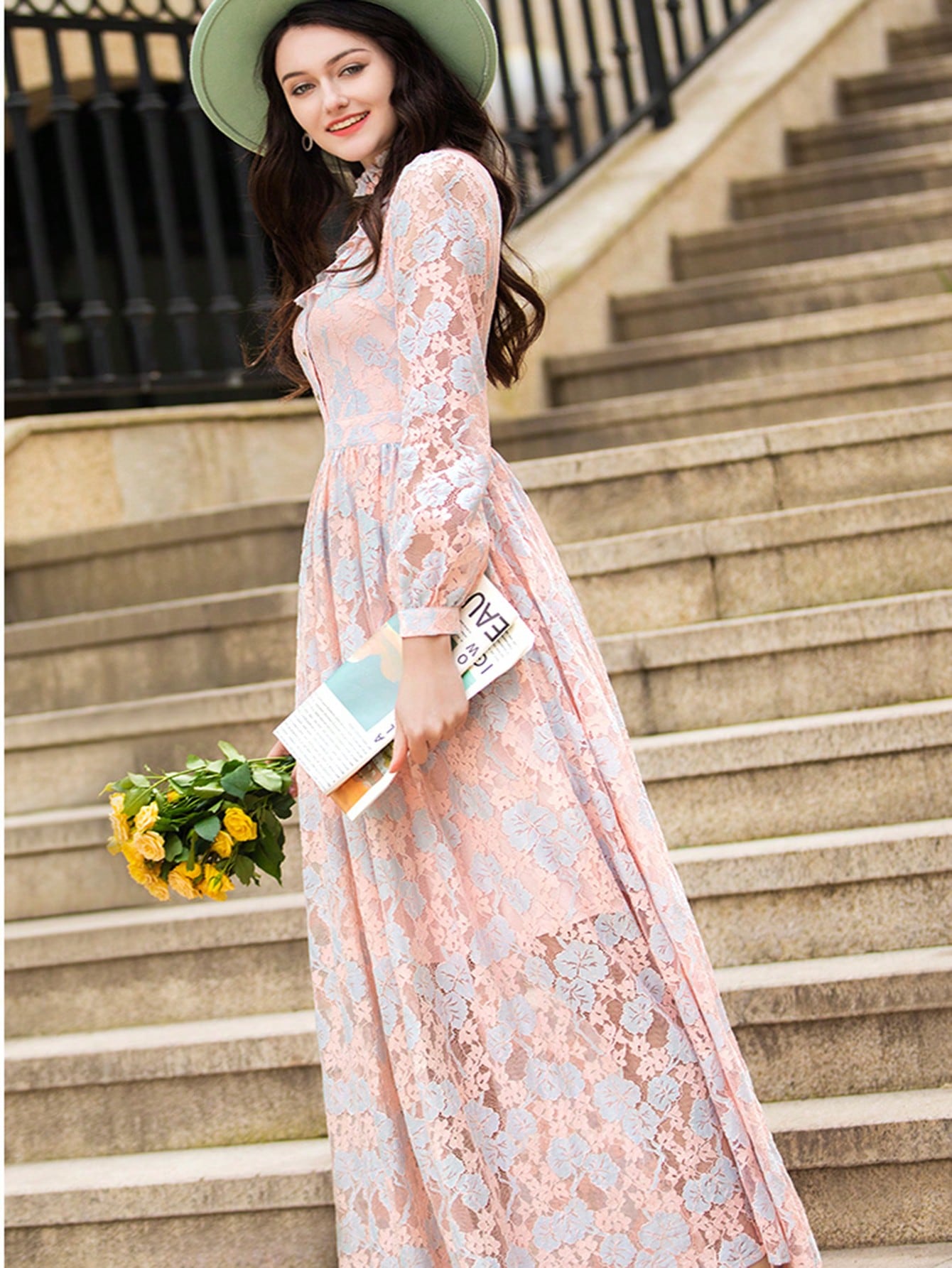 Elegant Ladies' Lace Long Sleeve Cocktail Dress