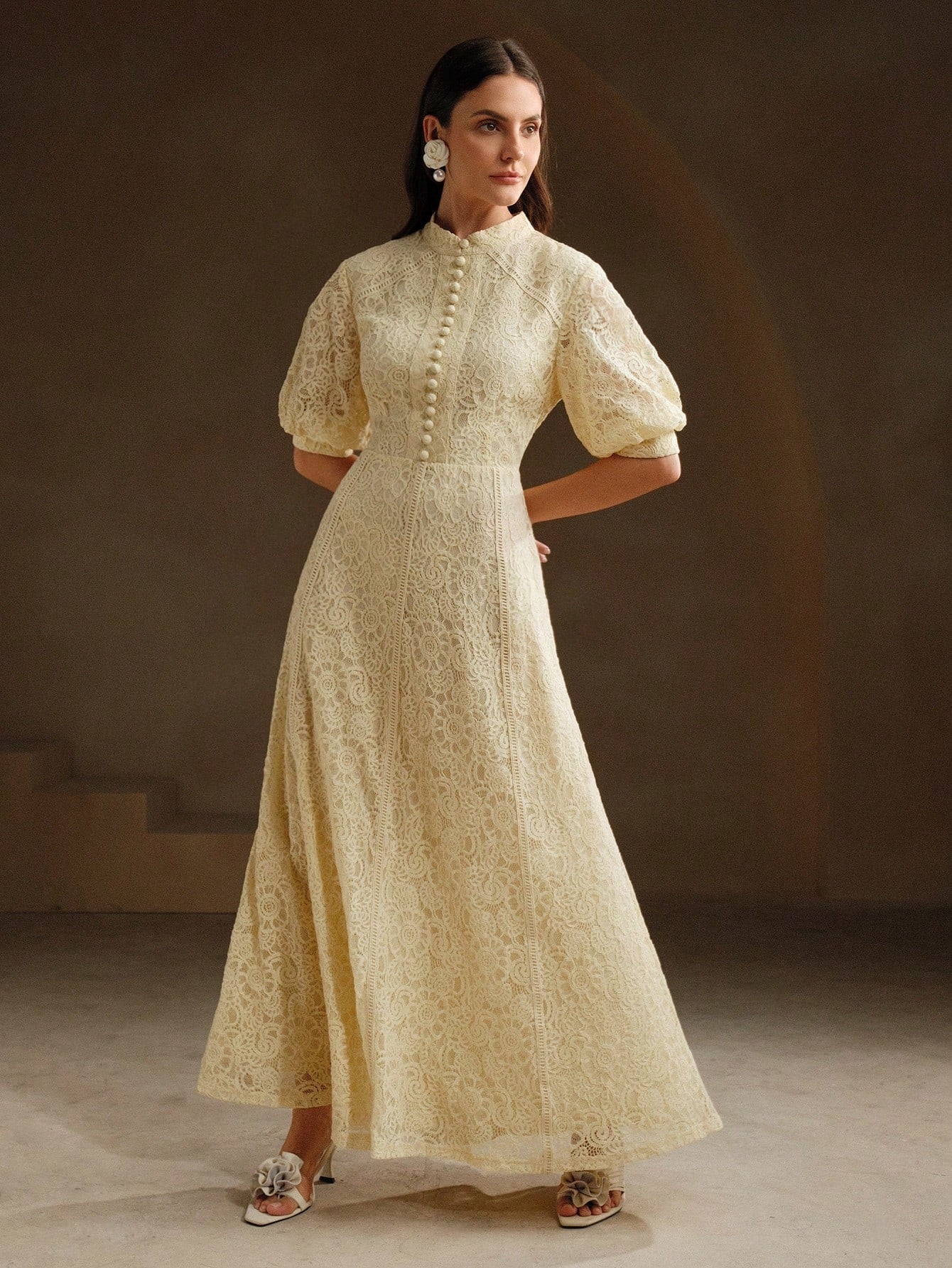 Anewsta White Slim-Fit Lace Short Sleeve Long Holiday Casual Dress   VinNews Recommendations