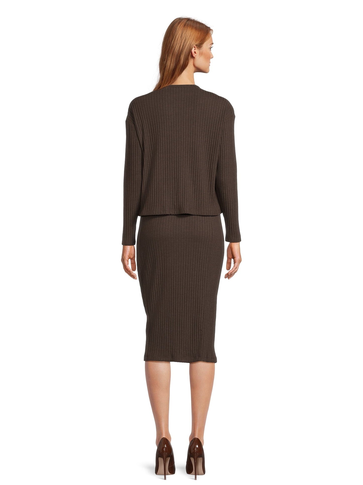 Time and Tru Women's Rib Knit Long Sleeve Top and Midi Skirt Set, 2-Piece , Sizes XS-XXL - image 4 of 6