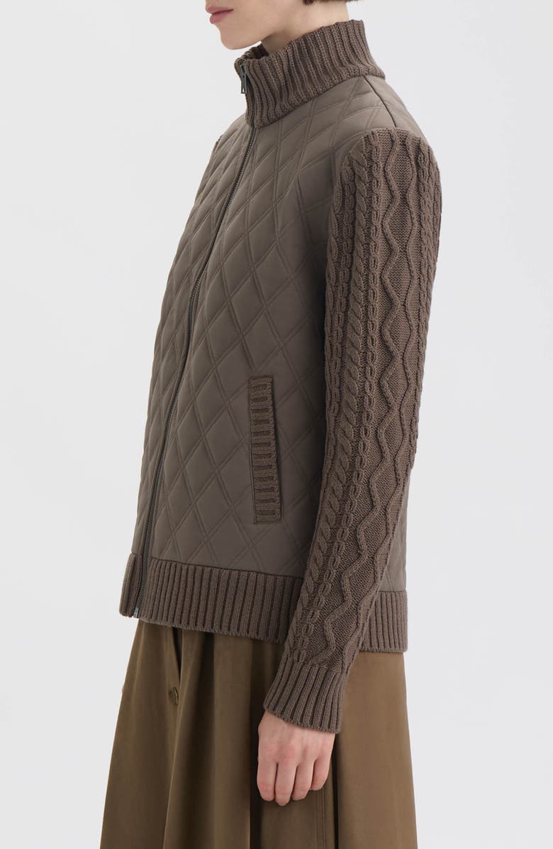 Hunter Cable Knit Sleeve Quilted Bomber Jacket