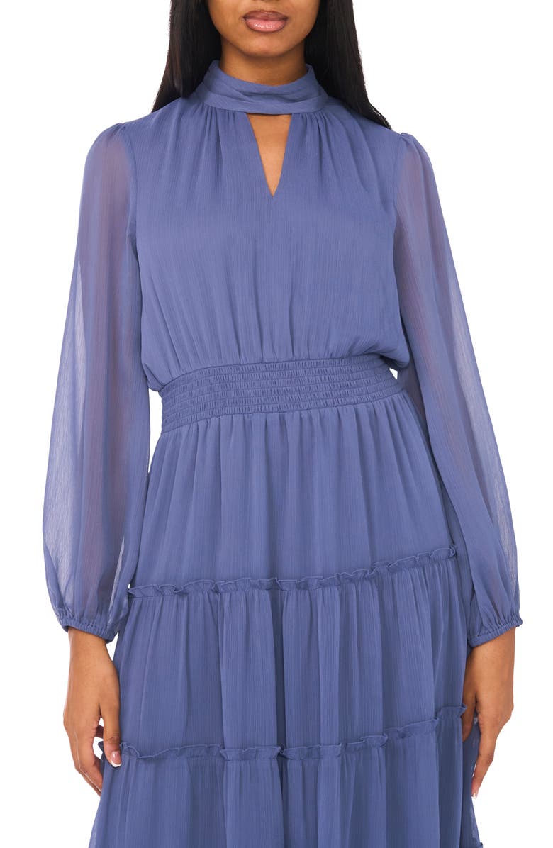 Halogen® Long Sleeve Tiered Chiffon Maxi Dress