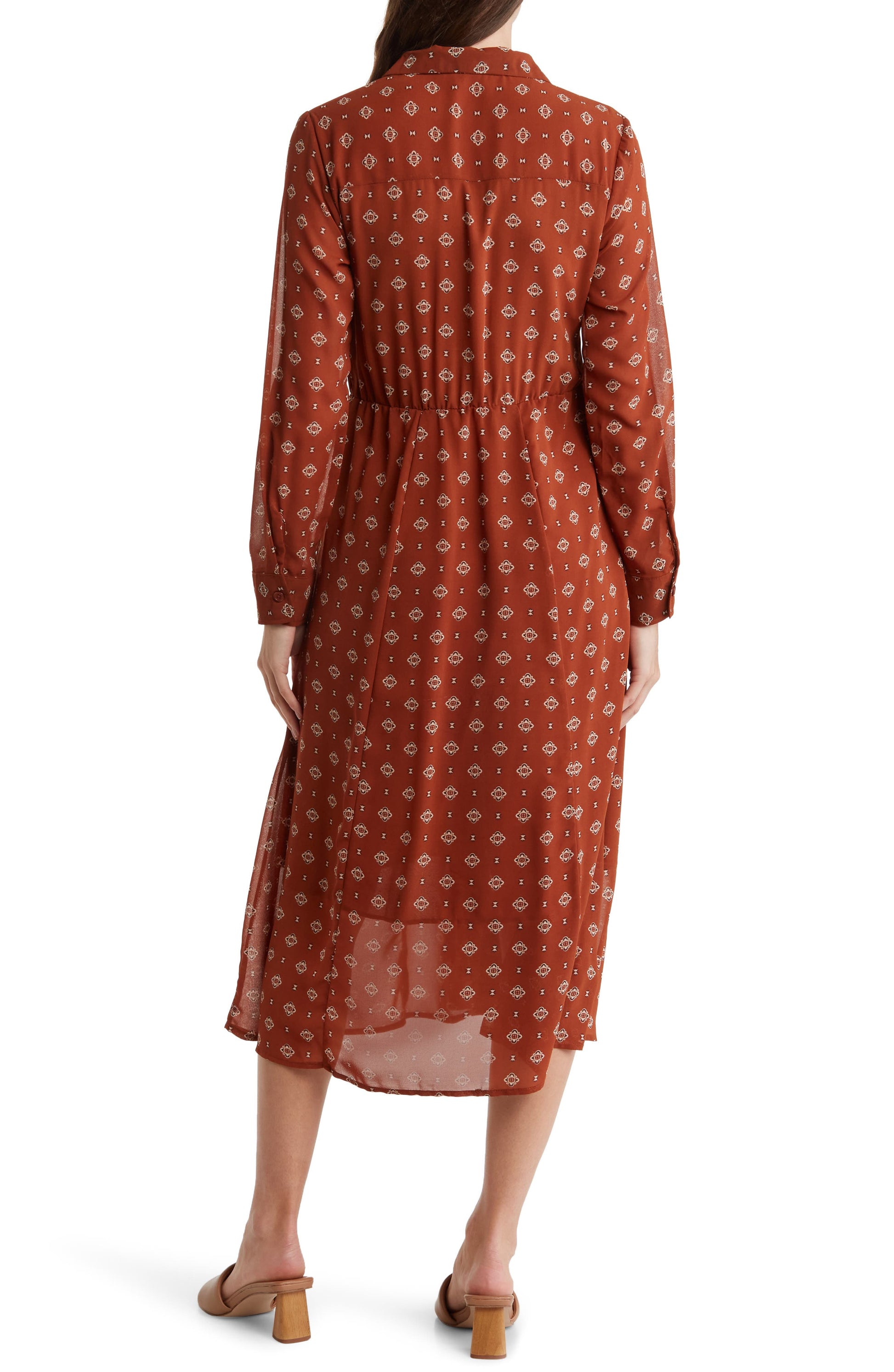 LUCKY BRAND Printed Midi Shirtdress, Alternate, color, BROWN MEDALLION