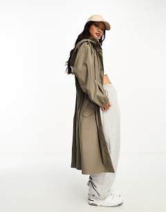 ASOS DESIGN maxi shirt dress with cinched waist detail in chocolate and navy gingham