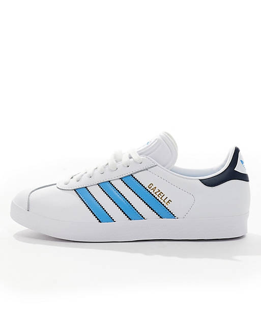 adidas Originals Gazelle sneakers in white and blue