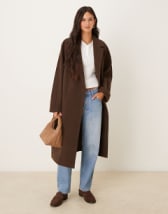 ASOS DESIGN maxi shirt dress with cinched waist detail in chocolate and navy gingham