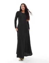 ASOS DESIGN maxi shirt dress with cinched waist detail in chocolate and navy gingham