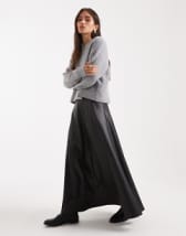 ONLY faux leather pleated maxi skirt in black