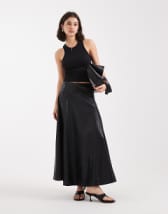 ONLY faux leather pleated maxi skirt in black
