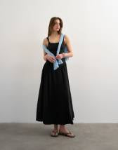 Topshop denim godet seamed midaxi dress in rich blue