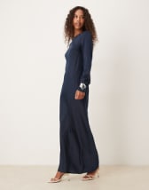 ASOS DESIGN maxi shirt dress with cinched waist detail in chocolate and navy gingham
