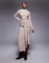 Mango shirt detailing maxi dress in brown stripes