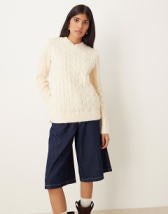 Threadbare long sleeve midi dress with poplin skirt in khaki