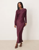 ASOS DESIGN twist front bias satin maxi dress with gold hardware in olive green