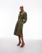 ASOS DESIGN maxi shirt dress with cinched waist detail in chocolate and navy gingham