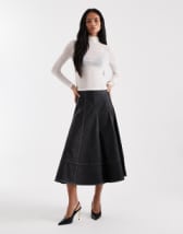 ONLY faux leather pleated maxi skirt in black