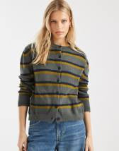 Mango shirt detailing maxi dress in brown stripes
